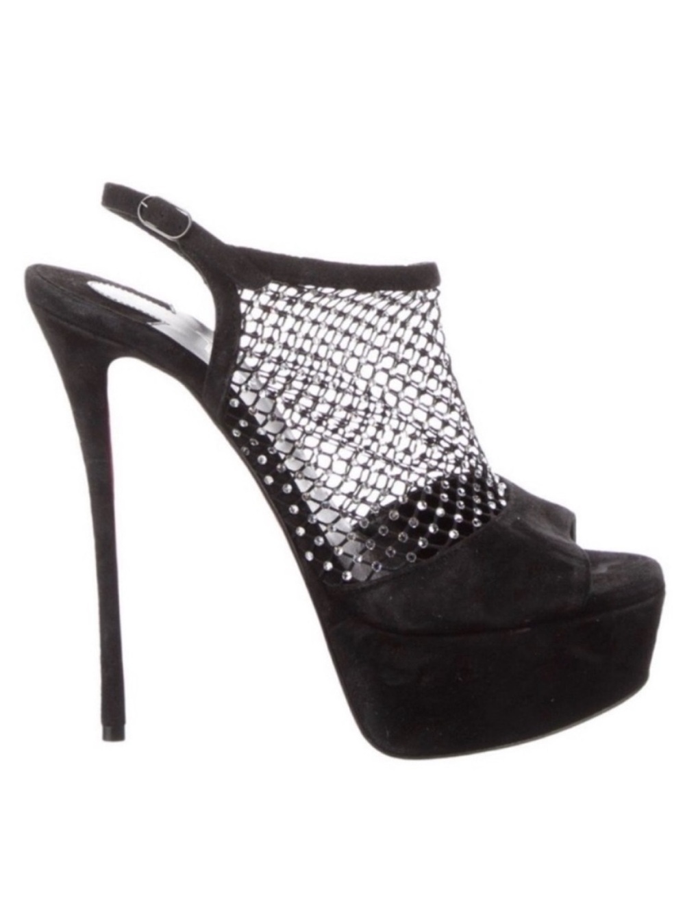 CHRISTIAN LOUBOUTIN Plougesta Alta Strass 150 Black Suede Platform Heels - Picture 3 of 11
